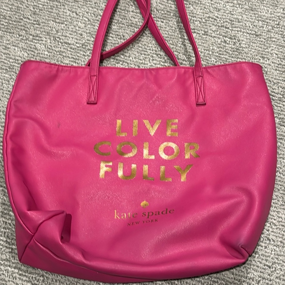 Kate Spade Pink Tote with Gold Accents